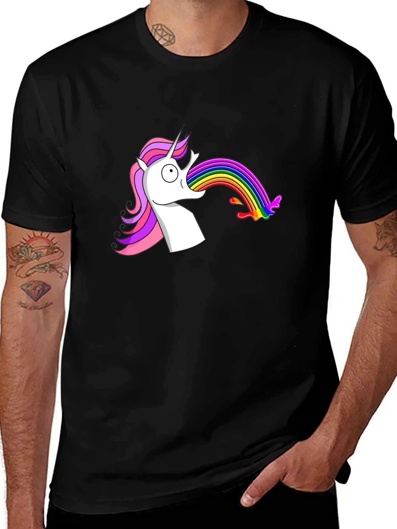 Unicorn Vomiting Rainbow Funny Graphic Tee