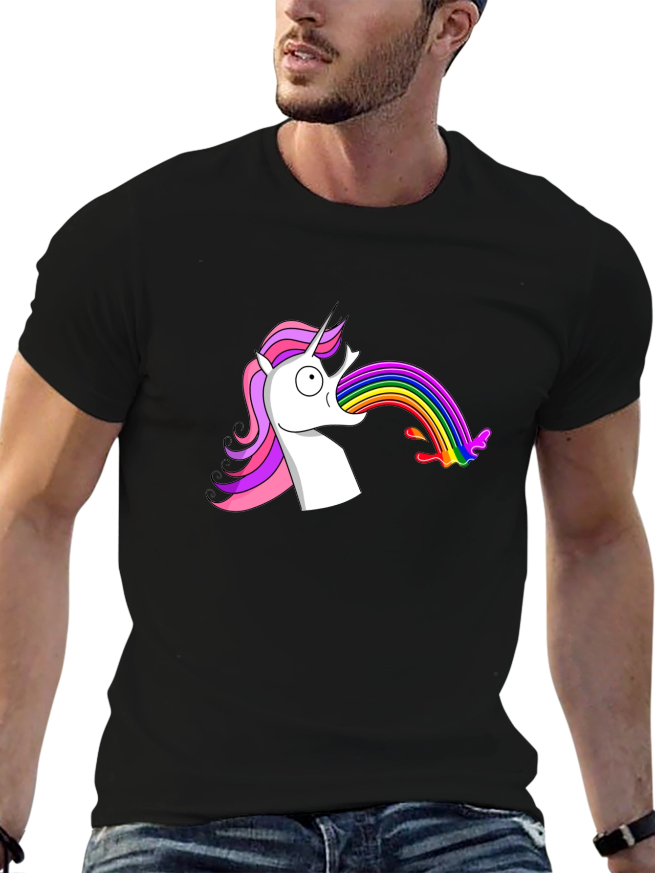Unicorn Vomiting Rainbow Funny Graphic Tee