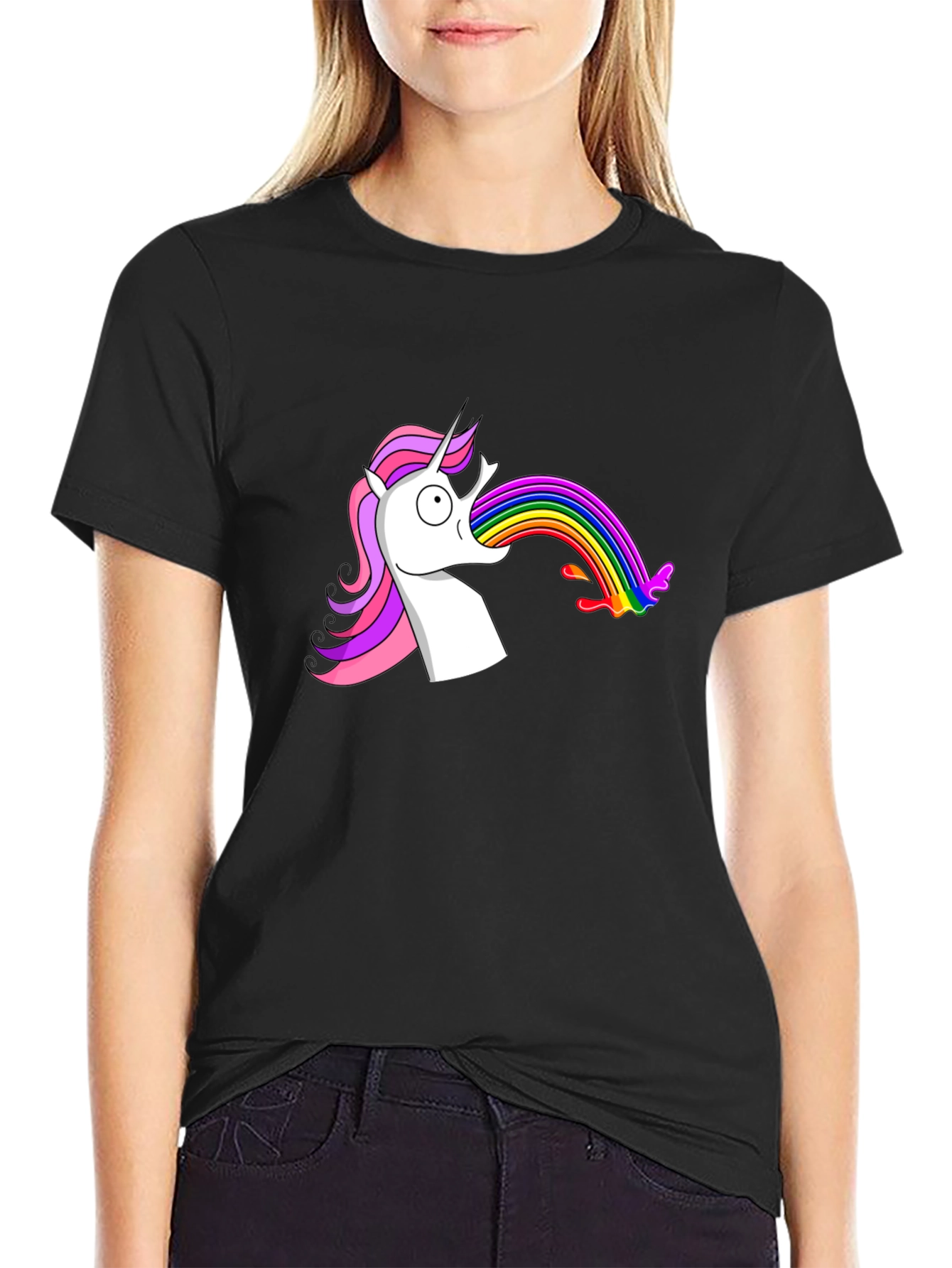 Unicorn Vomiting Rainbow Funny Graphic Tee