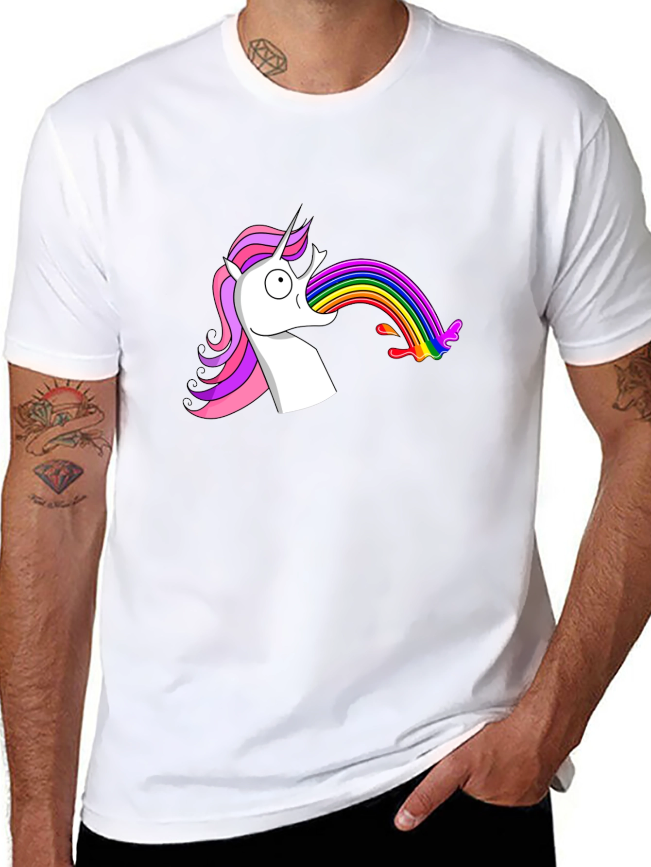 Unicorn Vomiting Rainbow Funny Graphic Tee