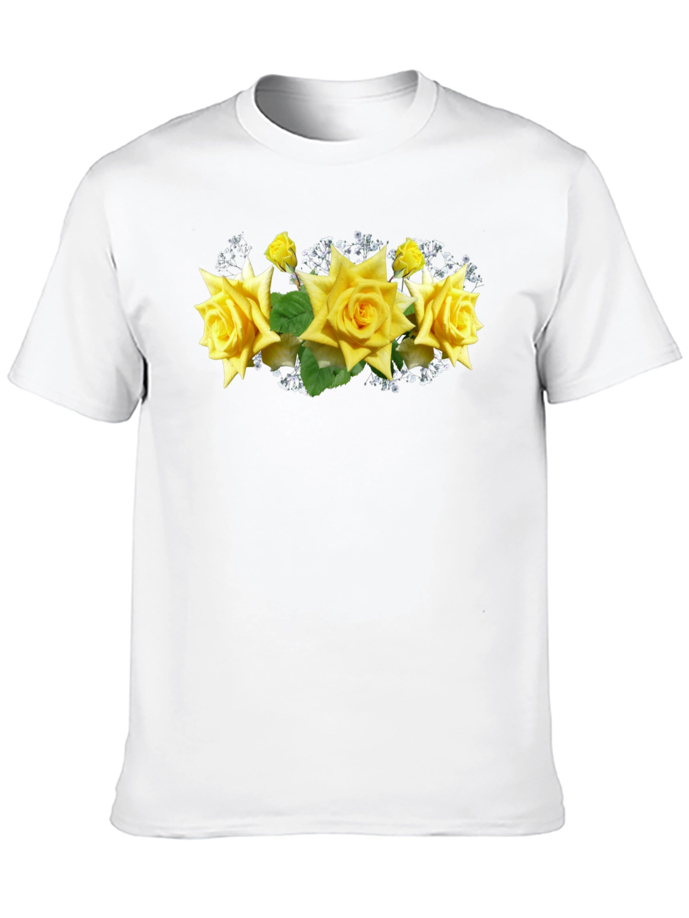 Black Tee with Floral Rose Graphic