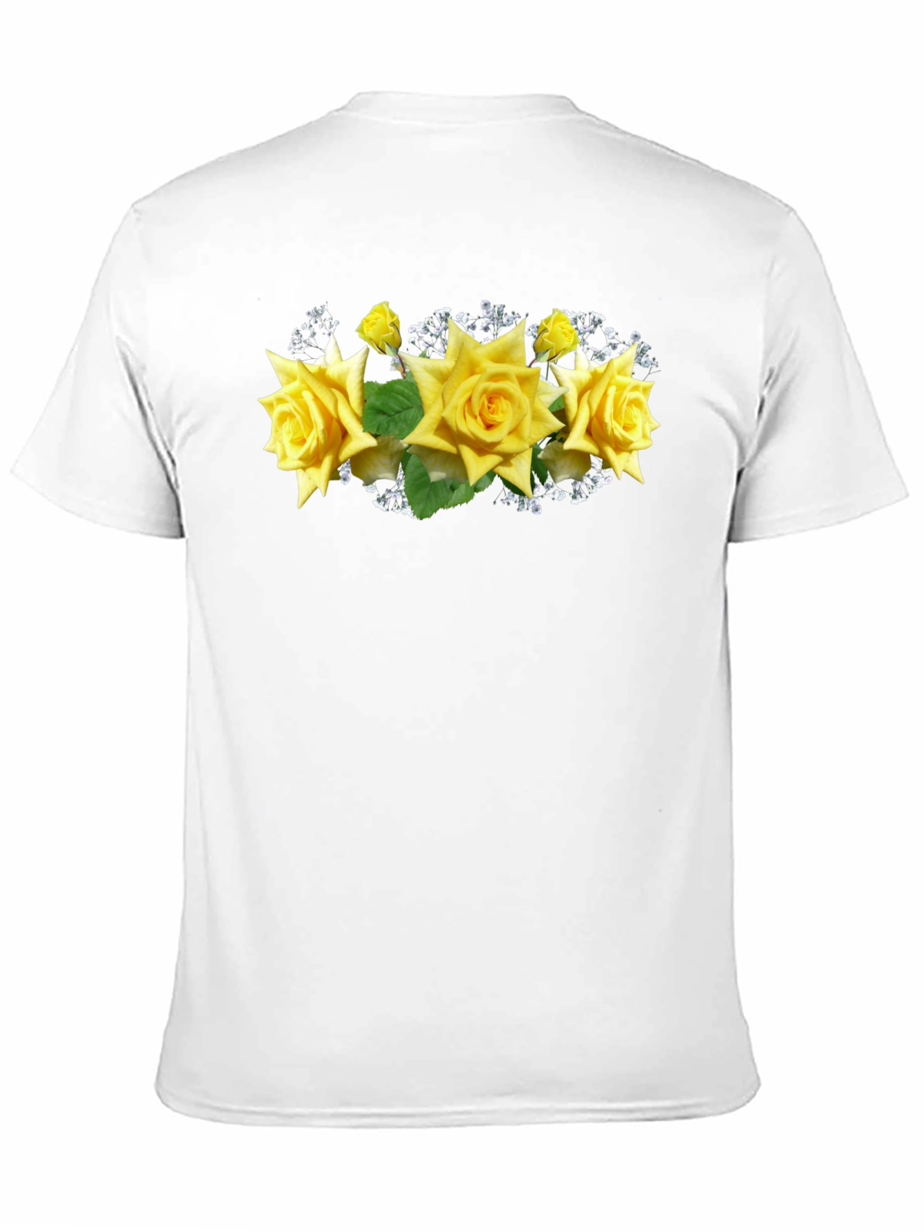 Black Tee with Floral Rose Graphic