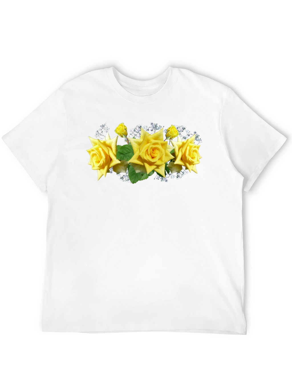Black Tee with Floral Rose Graphic