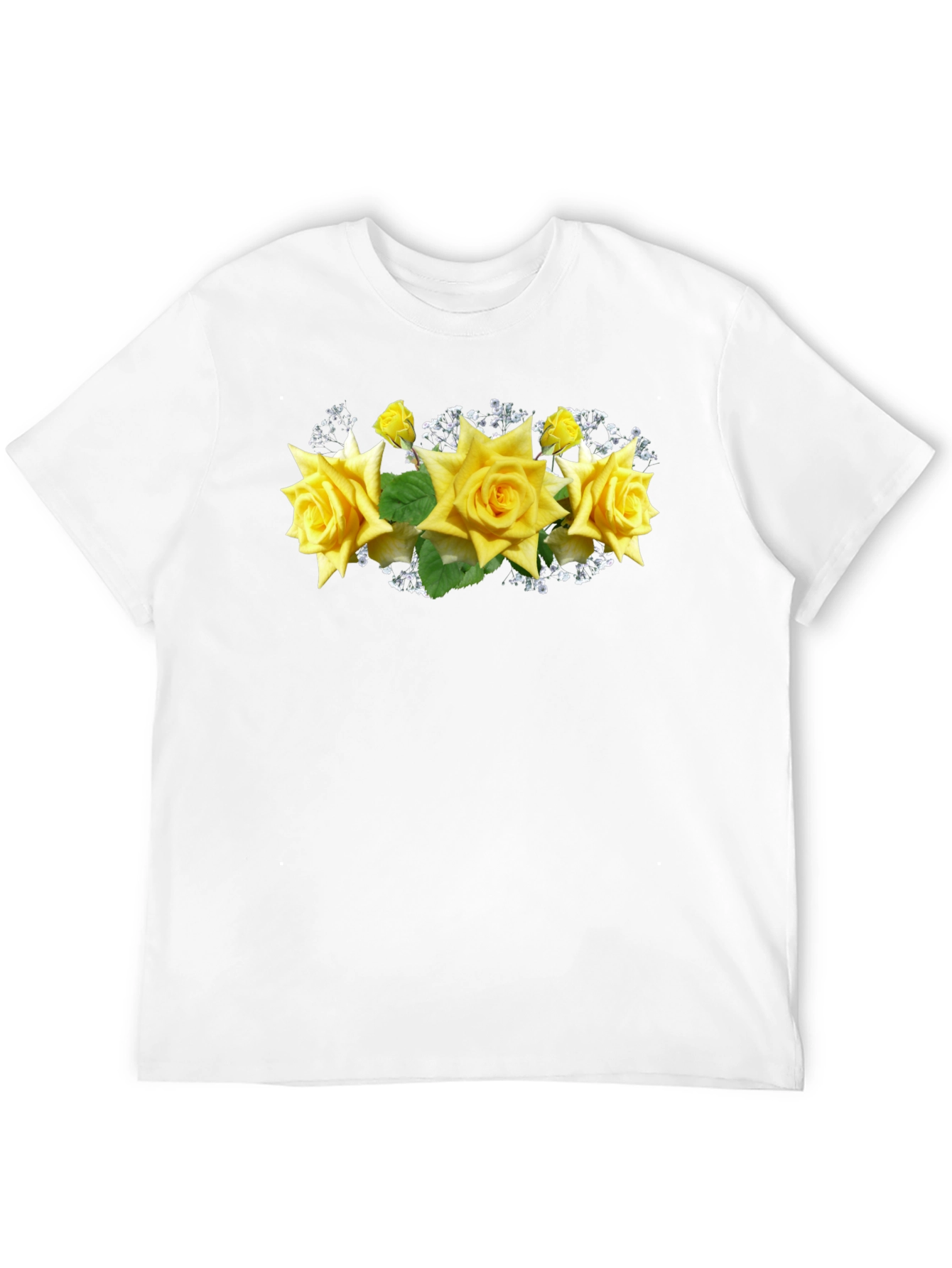 Black Tee with Floral Rose Graphic