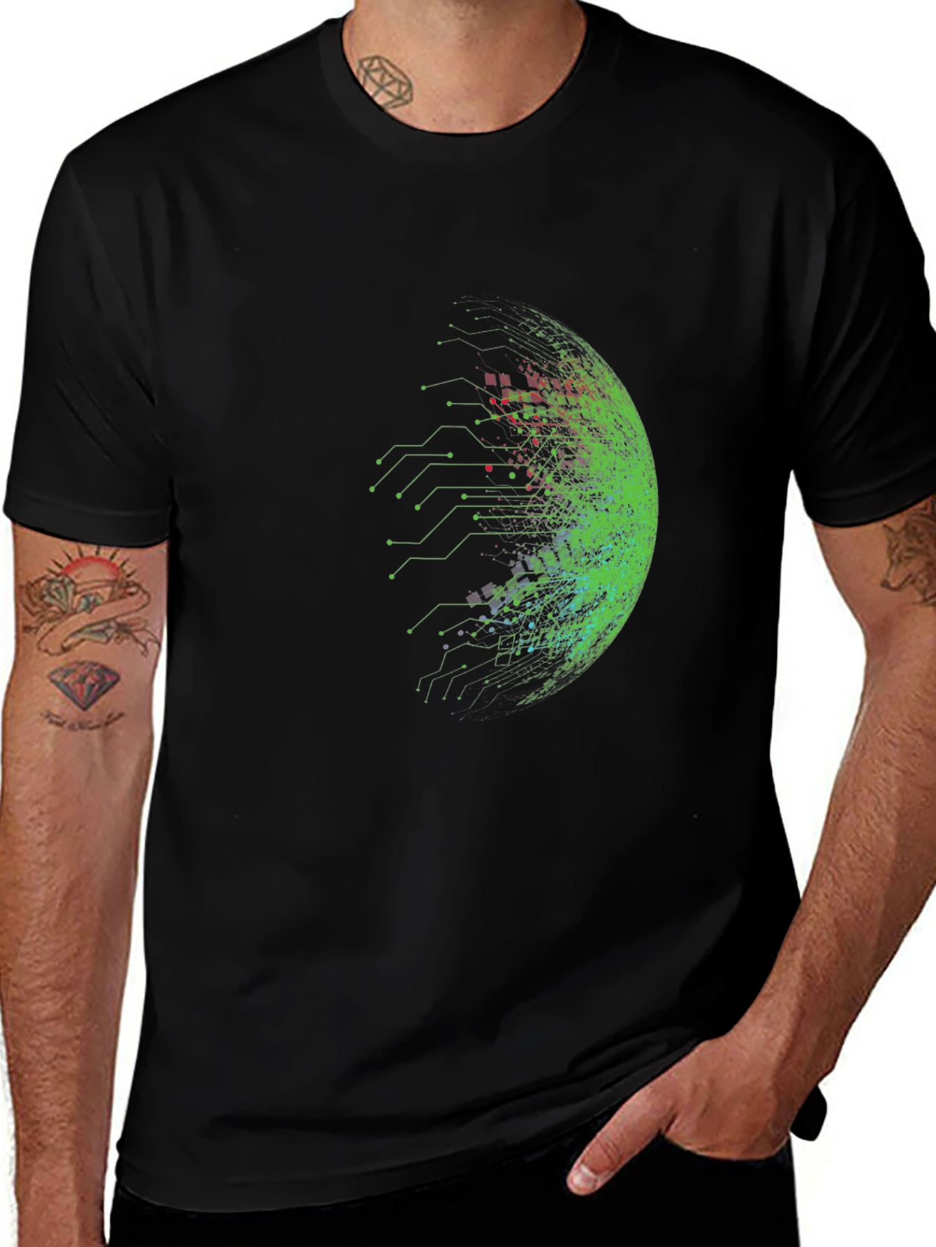 Cyberpunk Sphere Graphic Tee - Black