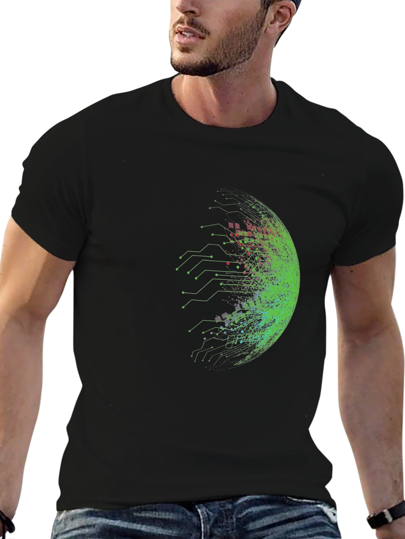 Cyberpunk Sphere Graphic Tee - Black