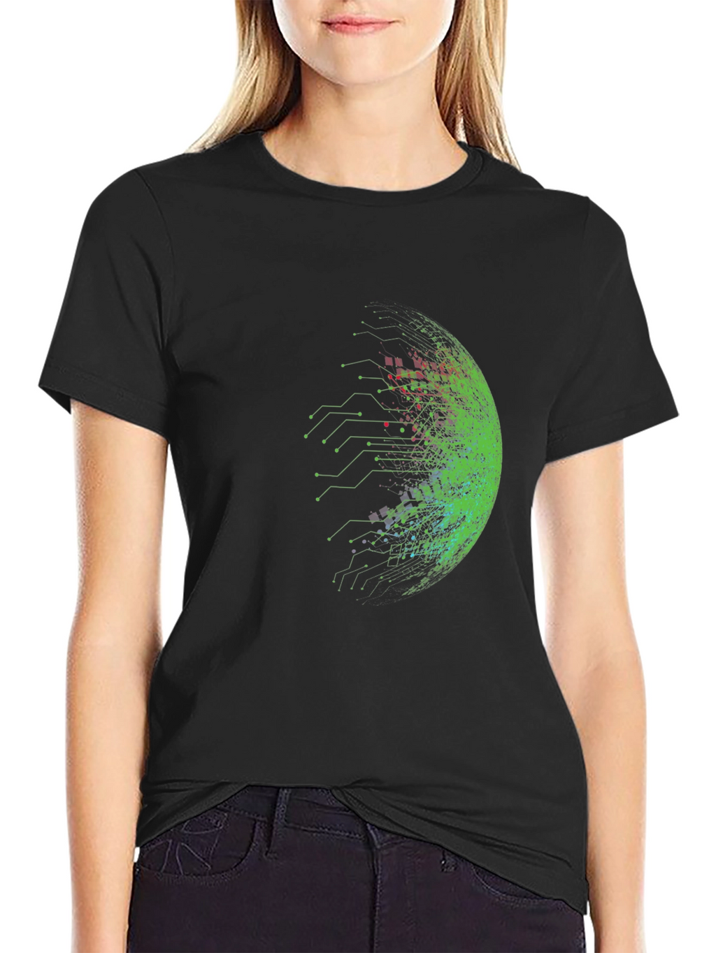 Cyberpunk Sphere Graphic Tee - Black