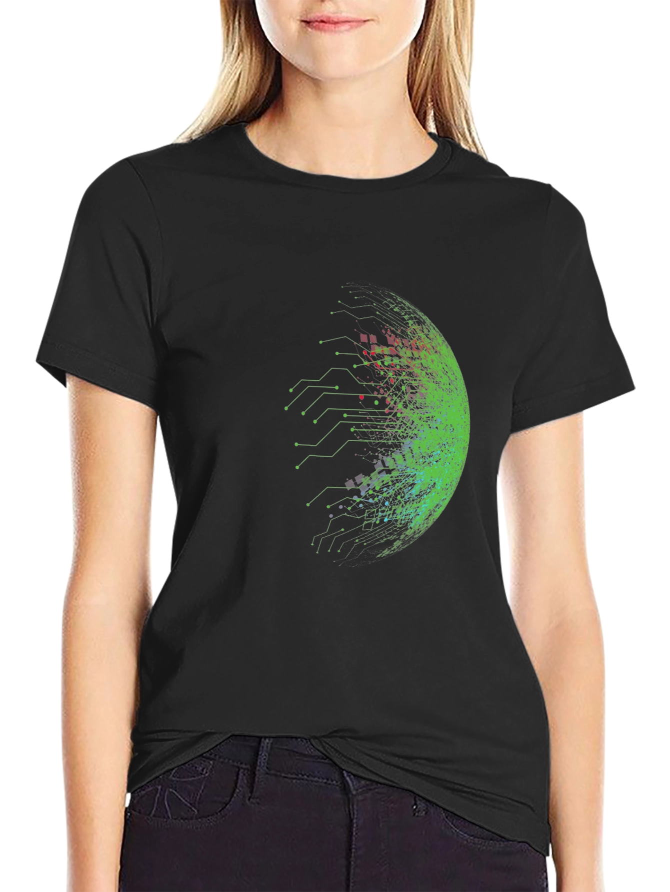 Cyberpunk Sphere Graphic Tee - Black