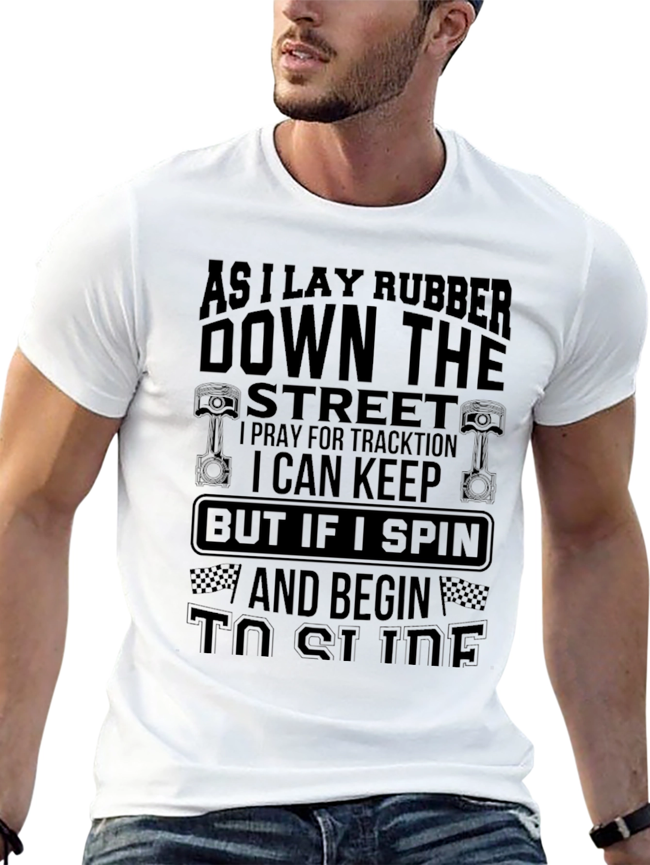 As I Lay Rubber Down the Street Black T-Shirt