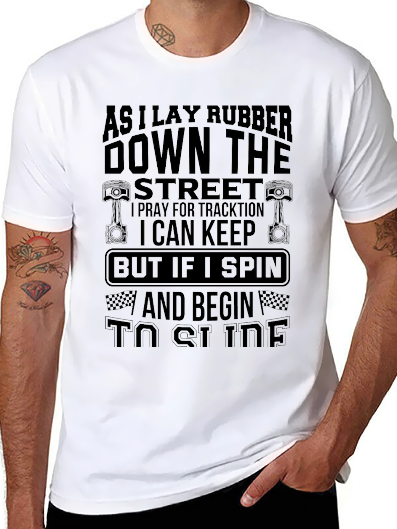 As I Lay Rubber Down the Street Black T-Shirt