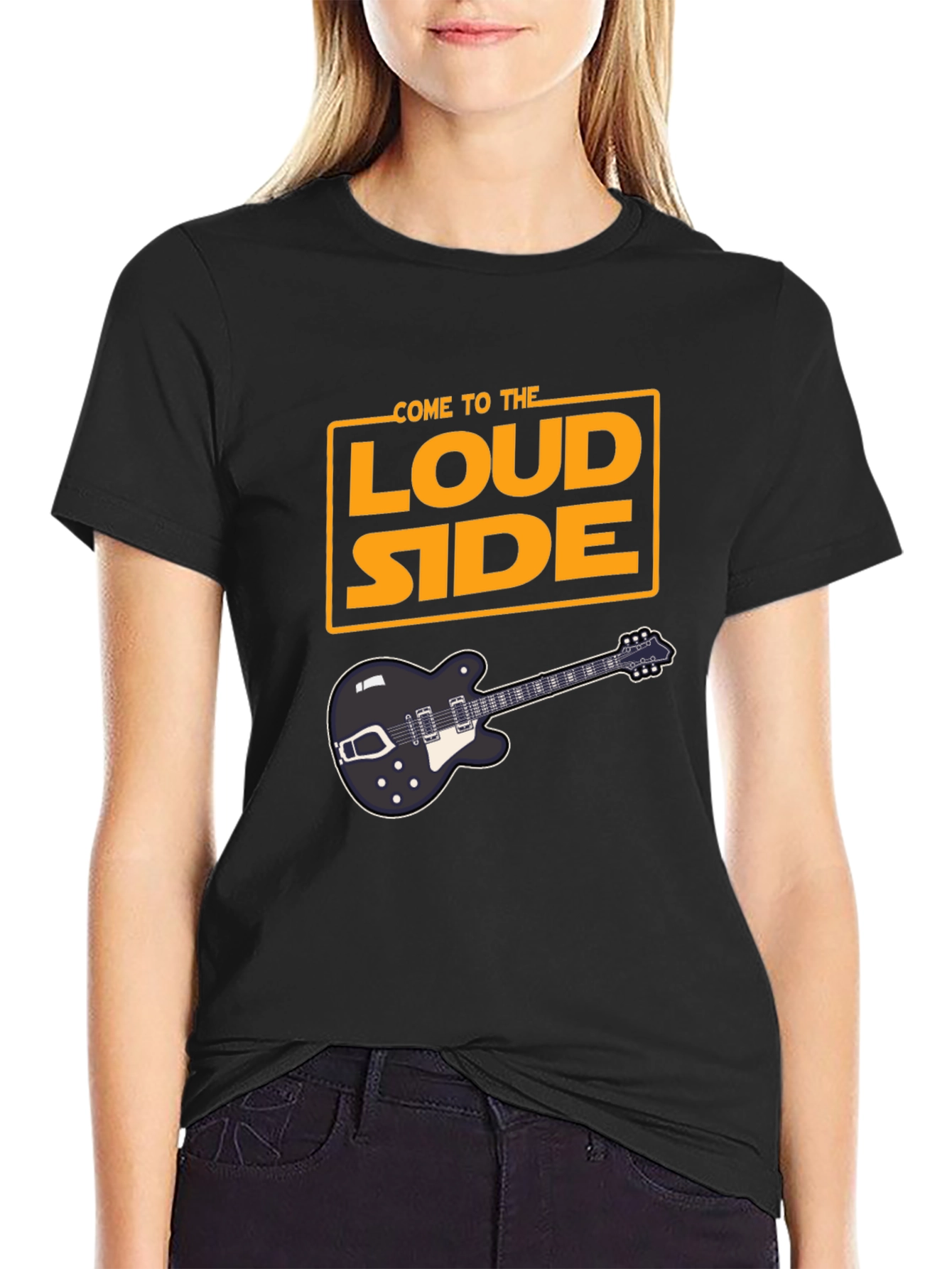 Come To The Loud Side T-Shirt - Black Guitar Tee