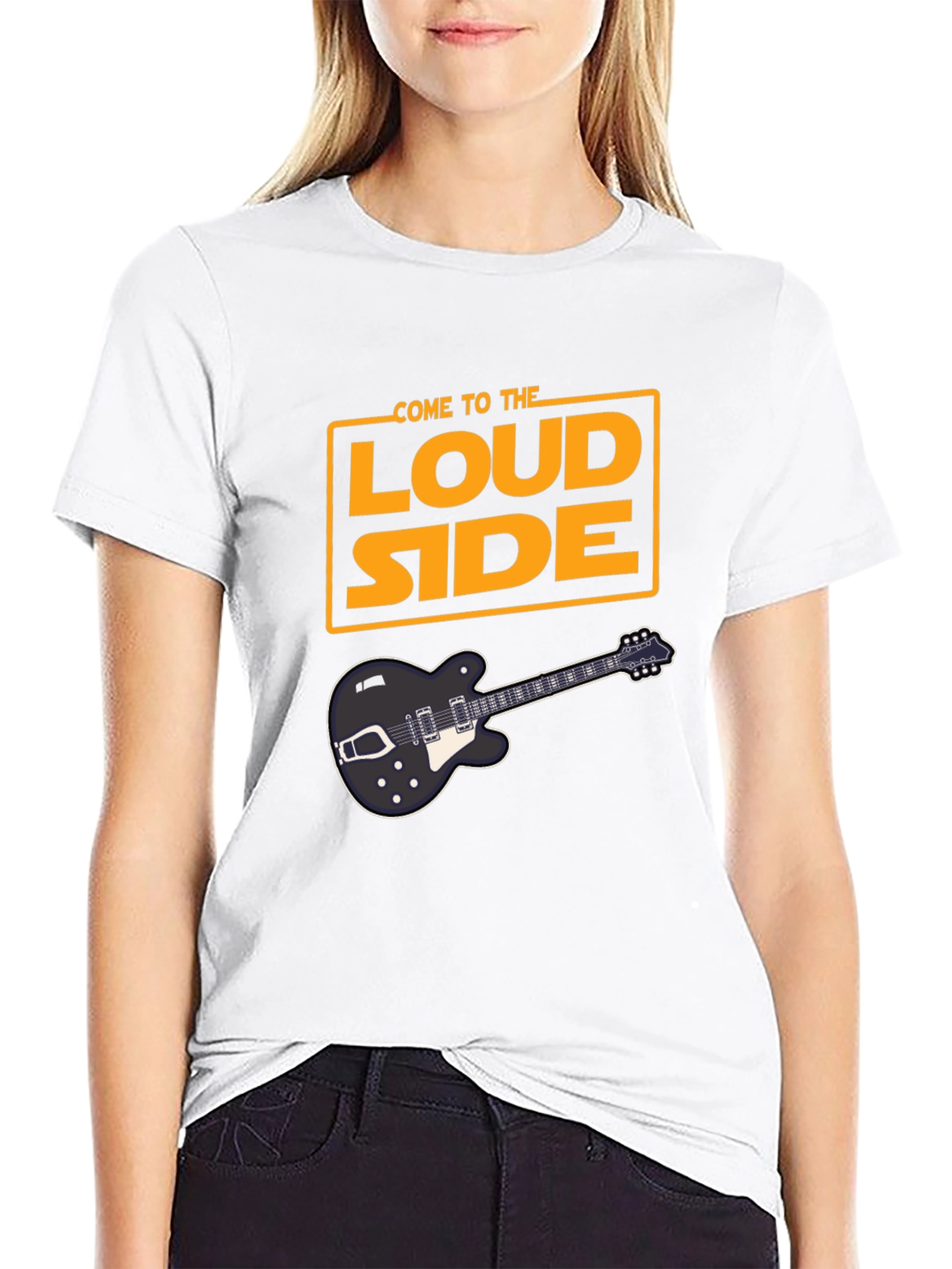 Come To The Loud Side T-Shirt - Black Guitar Tee