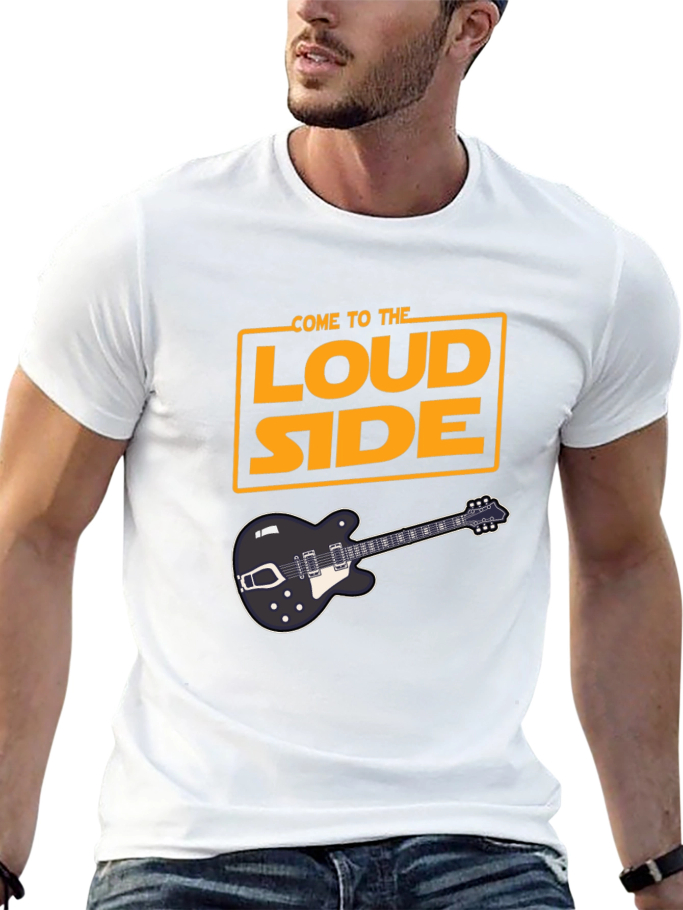 Come To The Loud Side T-Shirt - Black Guitar Tee