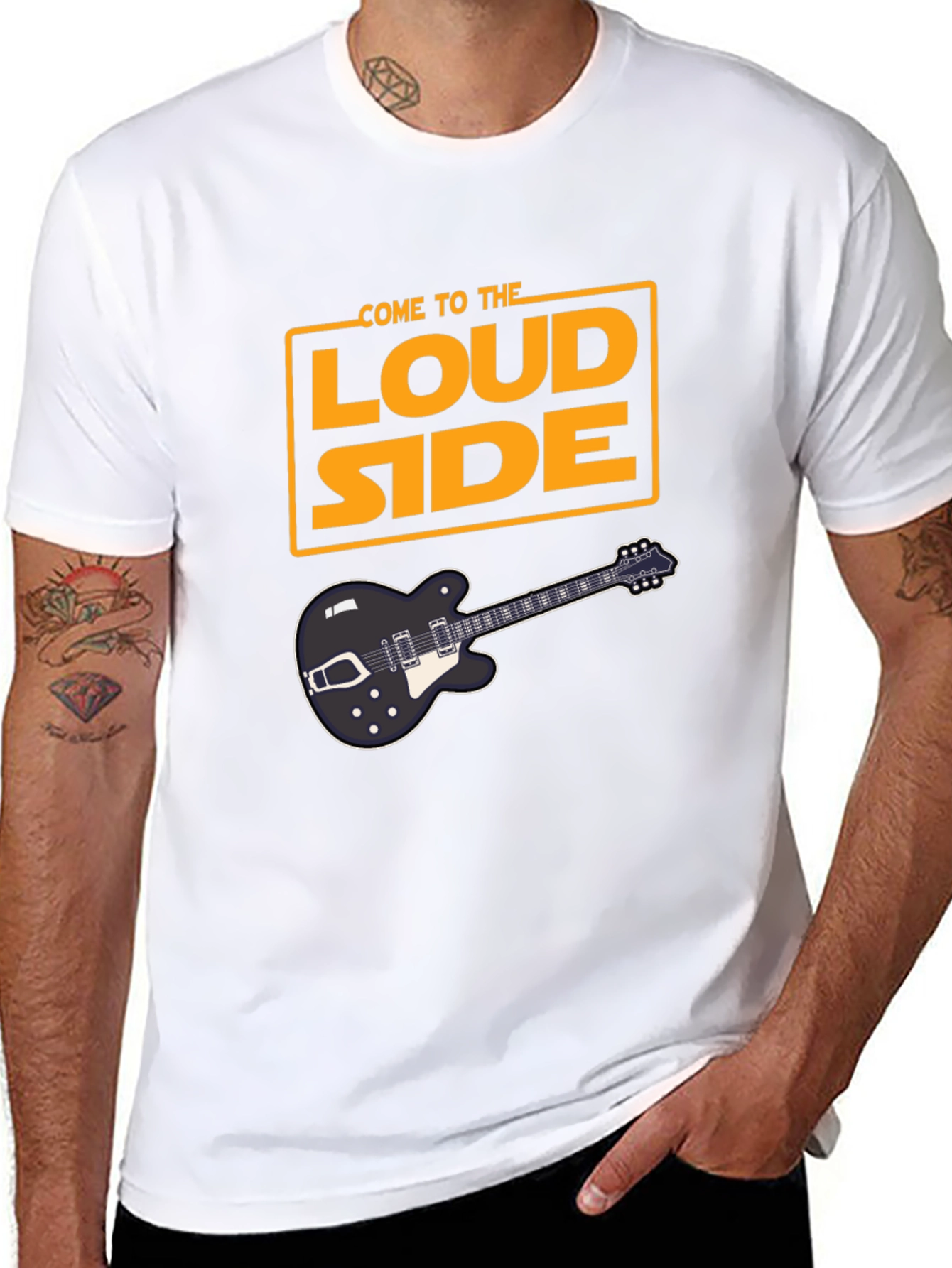 Come To The Loud Side T-Shirt - Black Guitar Tee