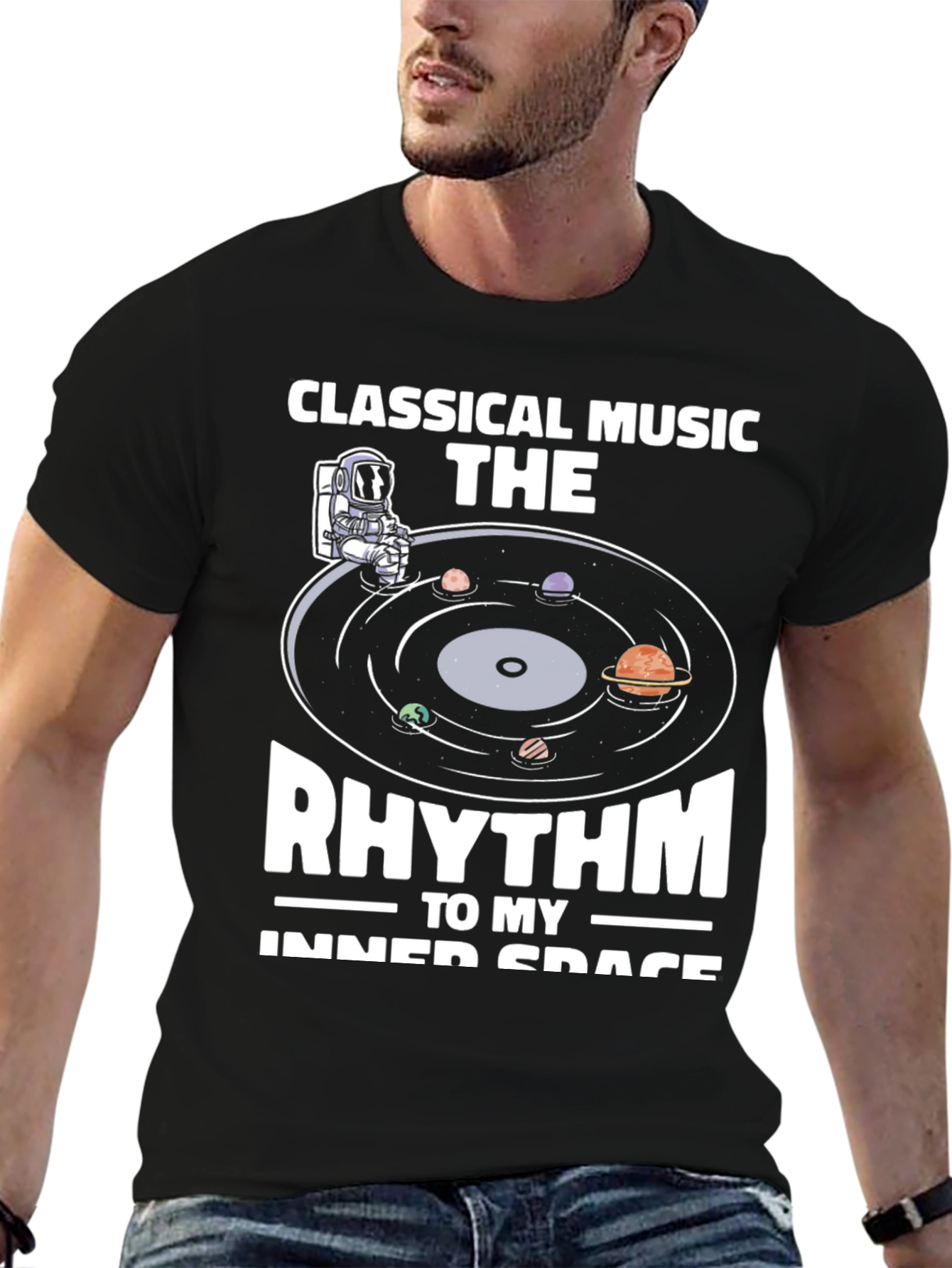 Classical Music Rhythm Inner Space Black T-Shirt