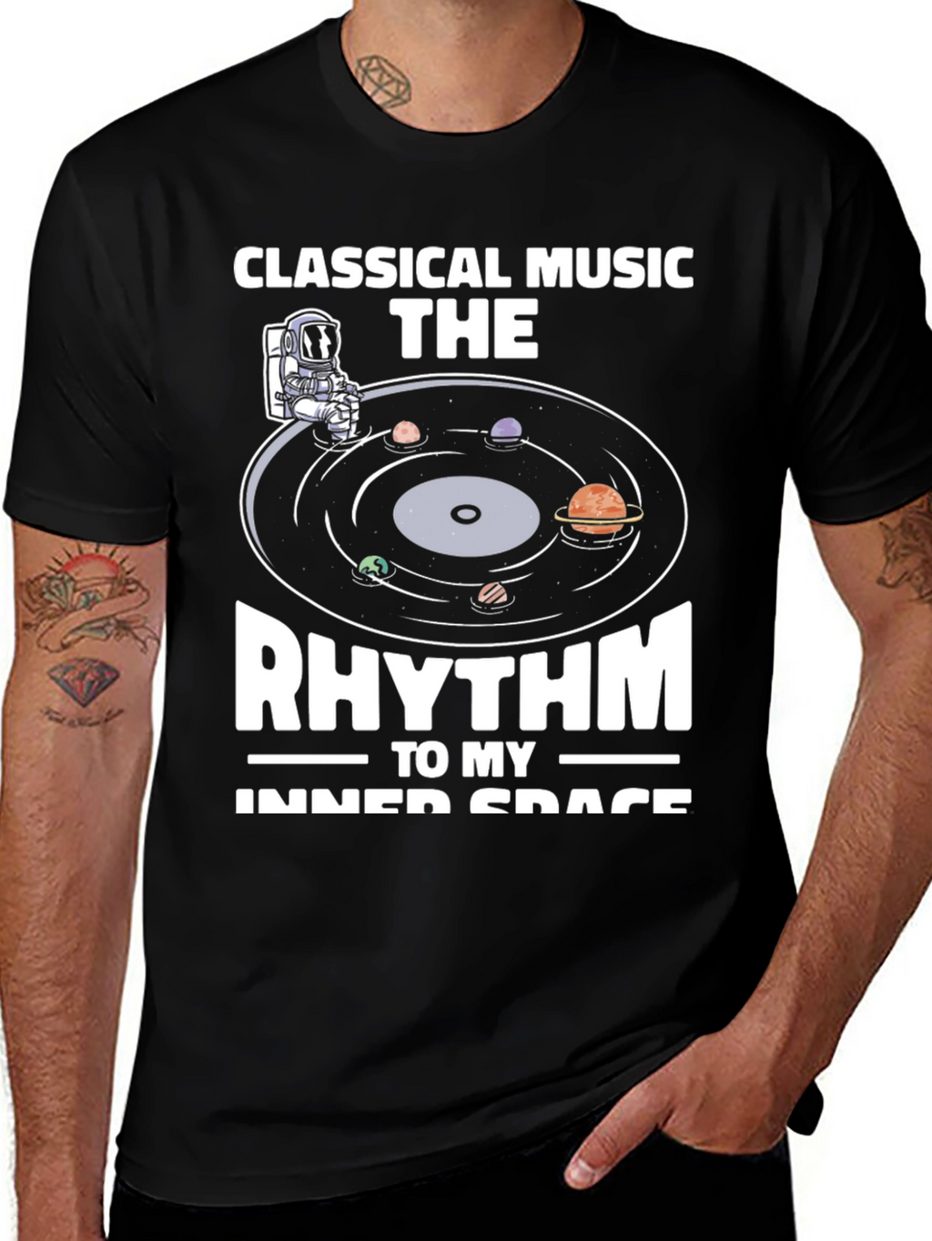 Classical Music Rhythm Inner Space Black T-Shirt