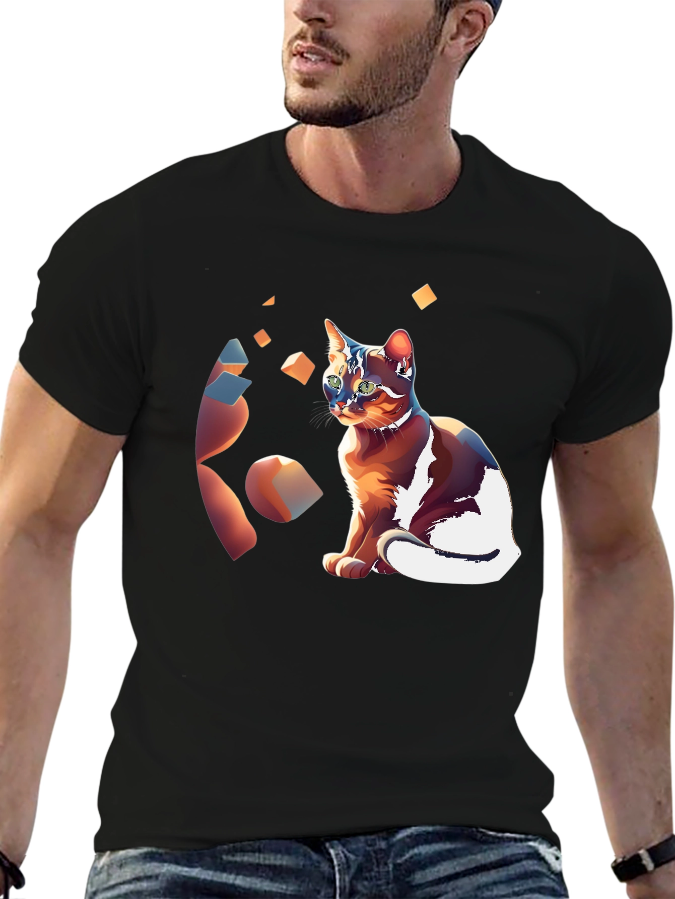Artistic Cat Graphic T-Shirt