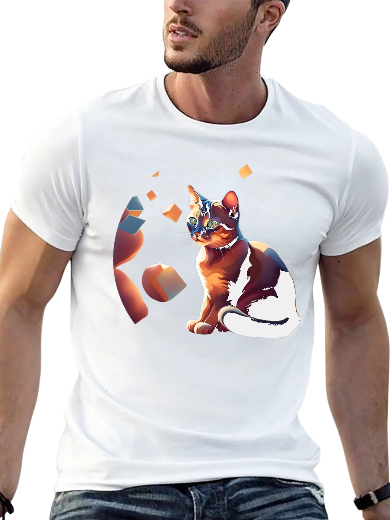 Artistic Cat Graphic T-Shirt