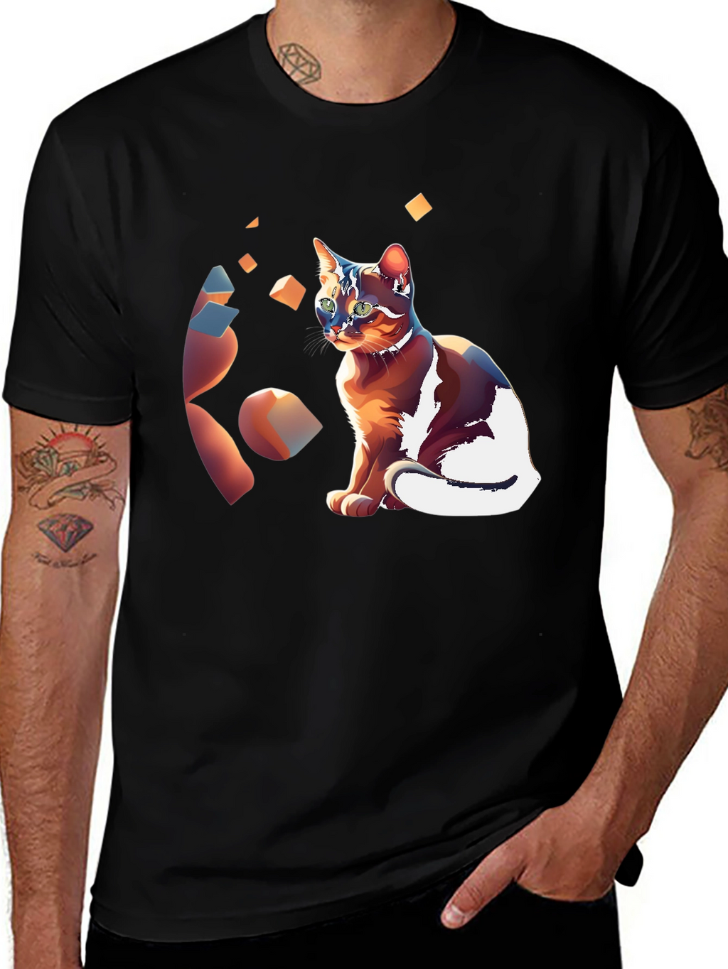 Artistic Cat Graphic T-Shirt