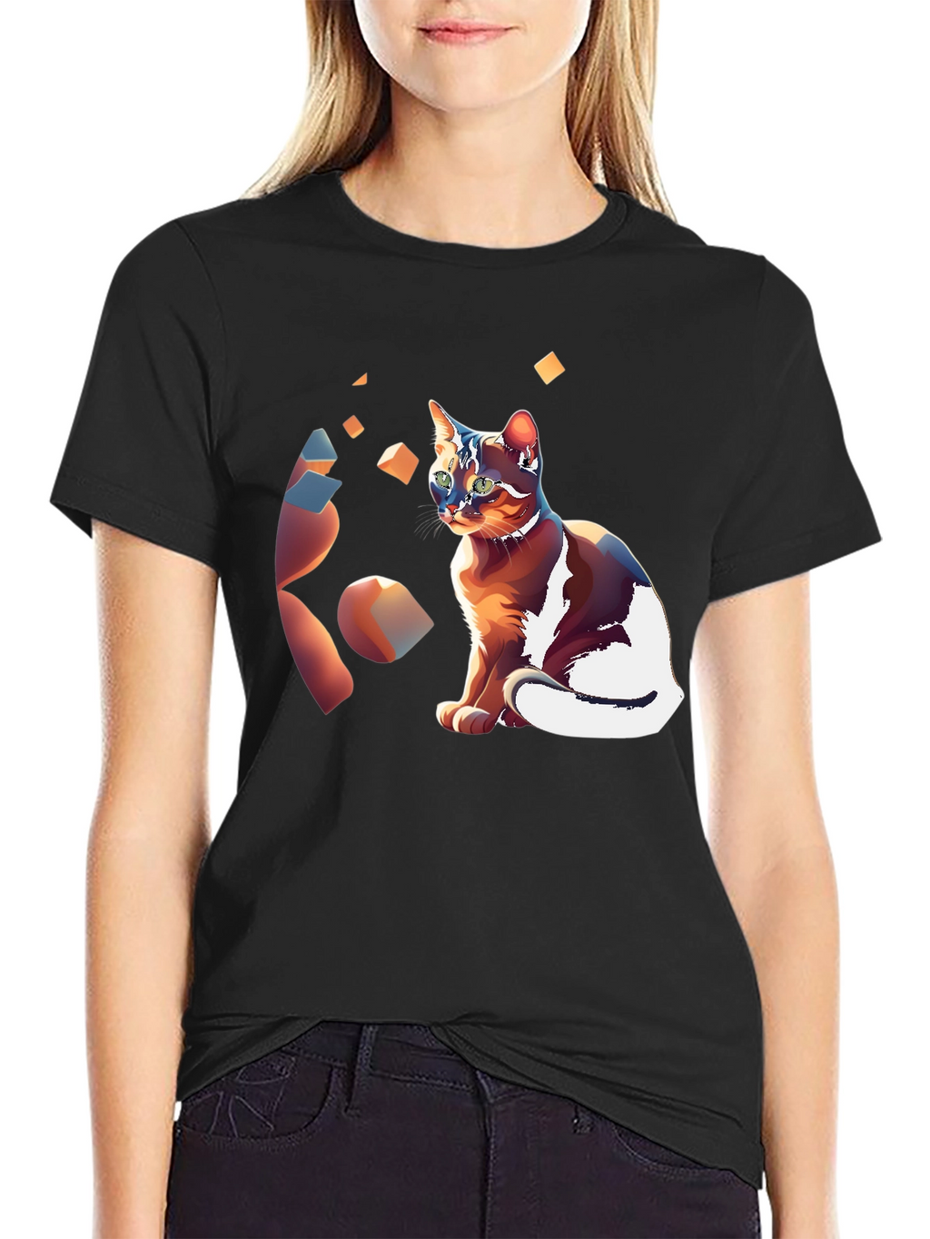 Artistic Cat Graphic T-Shirt