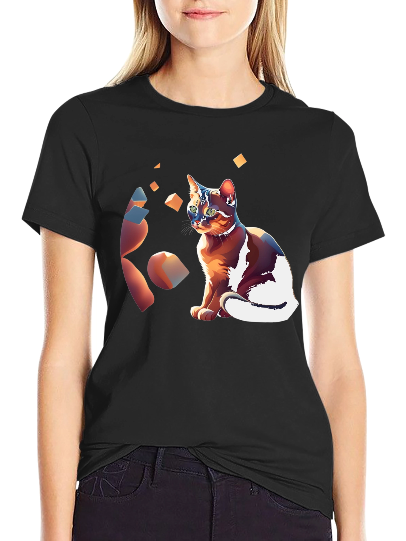Artistic Cat Graphic T-Shirt