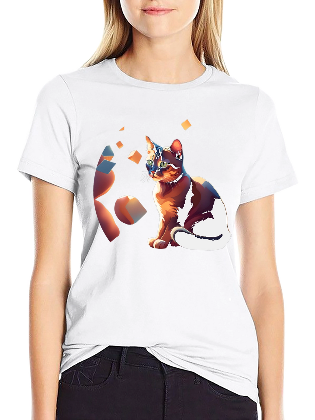 Artistic Cat Graphic T-Shirt