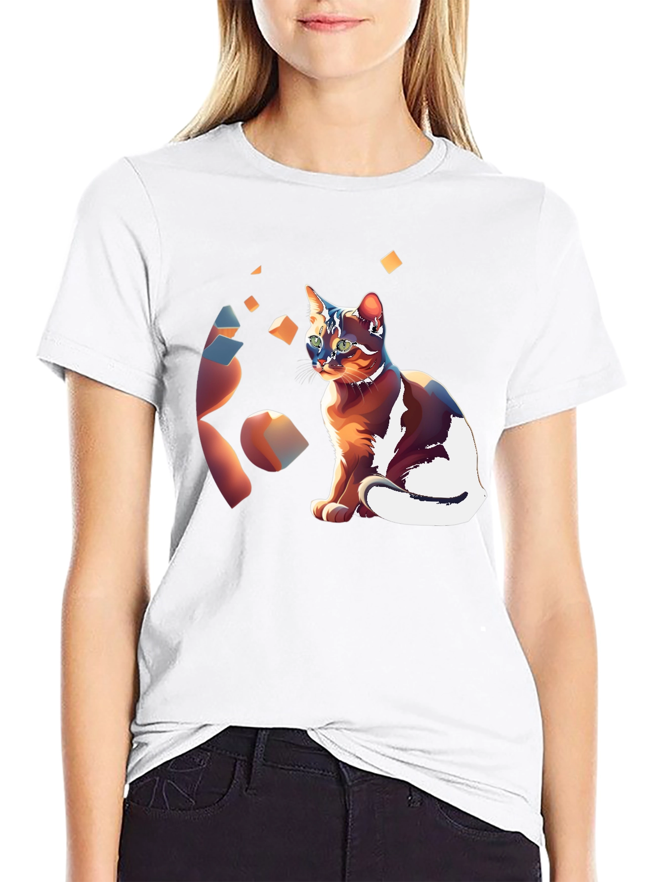 Artistic Cat Graphic T-Shirt