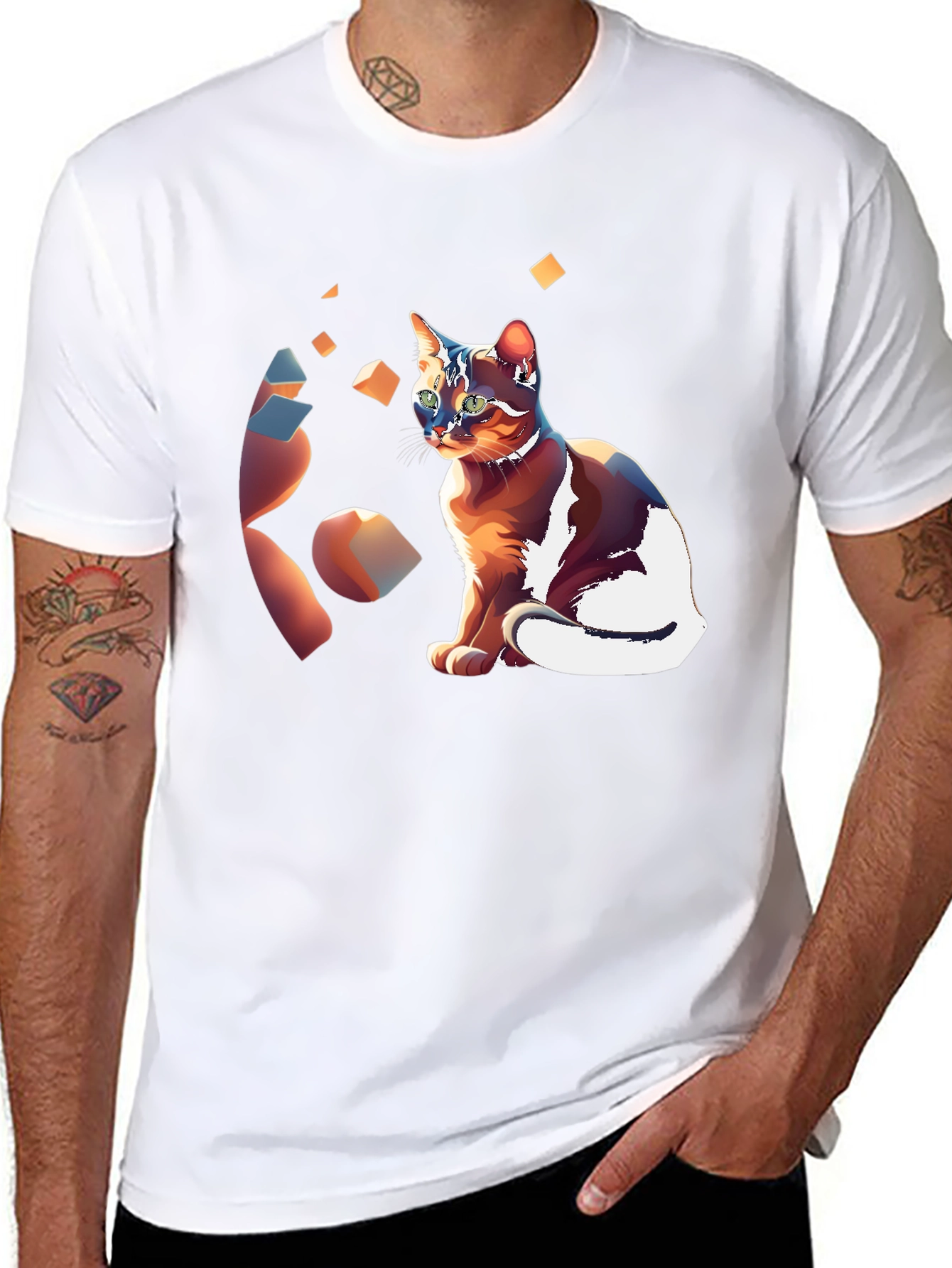 Artistic Cat Graphic T-Shirt