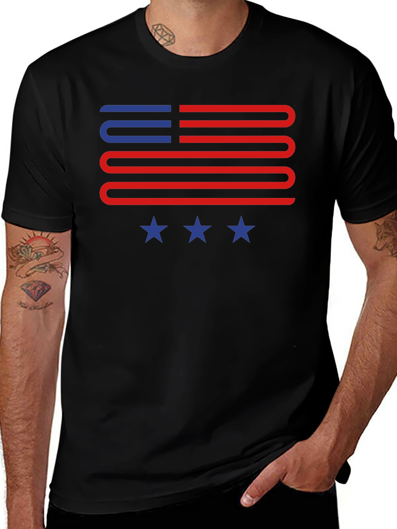 American Flag Style Graphic T-Shirt