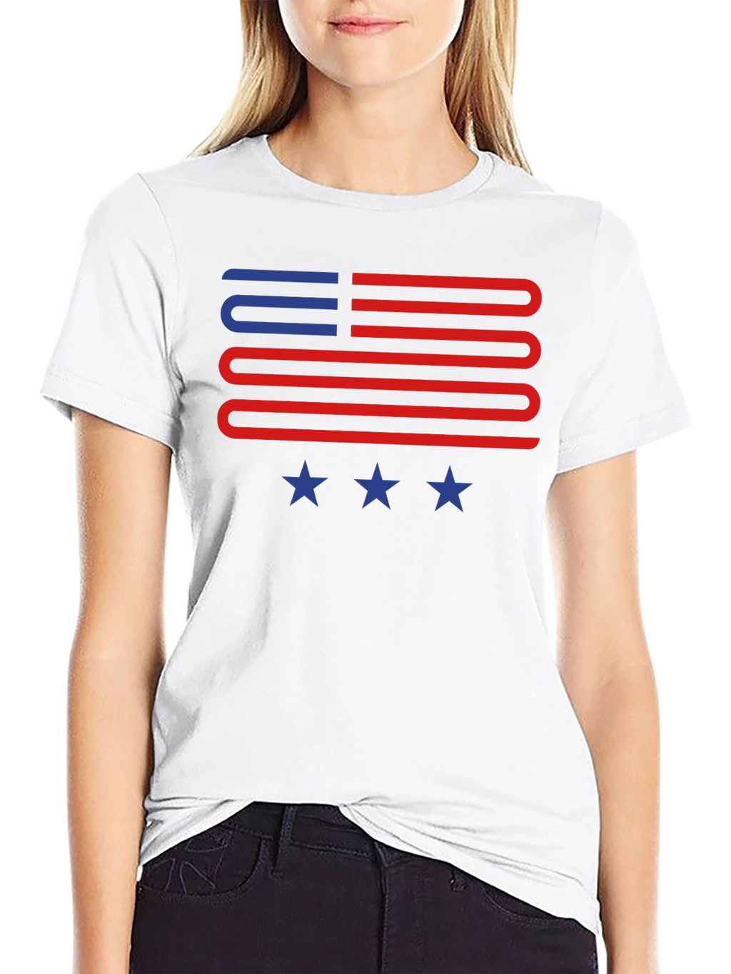 American Flag Style Graphic T-Shirt