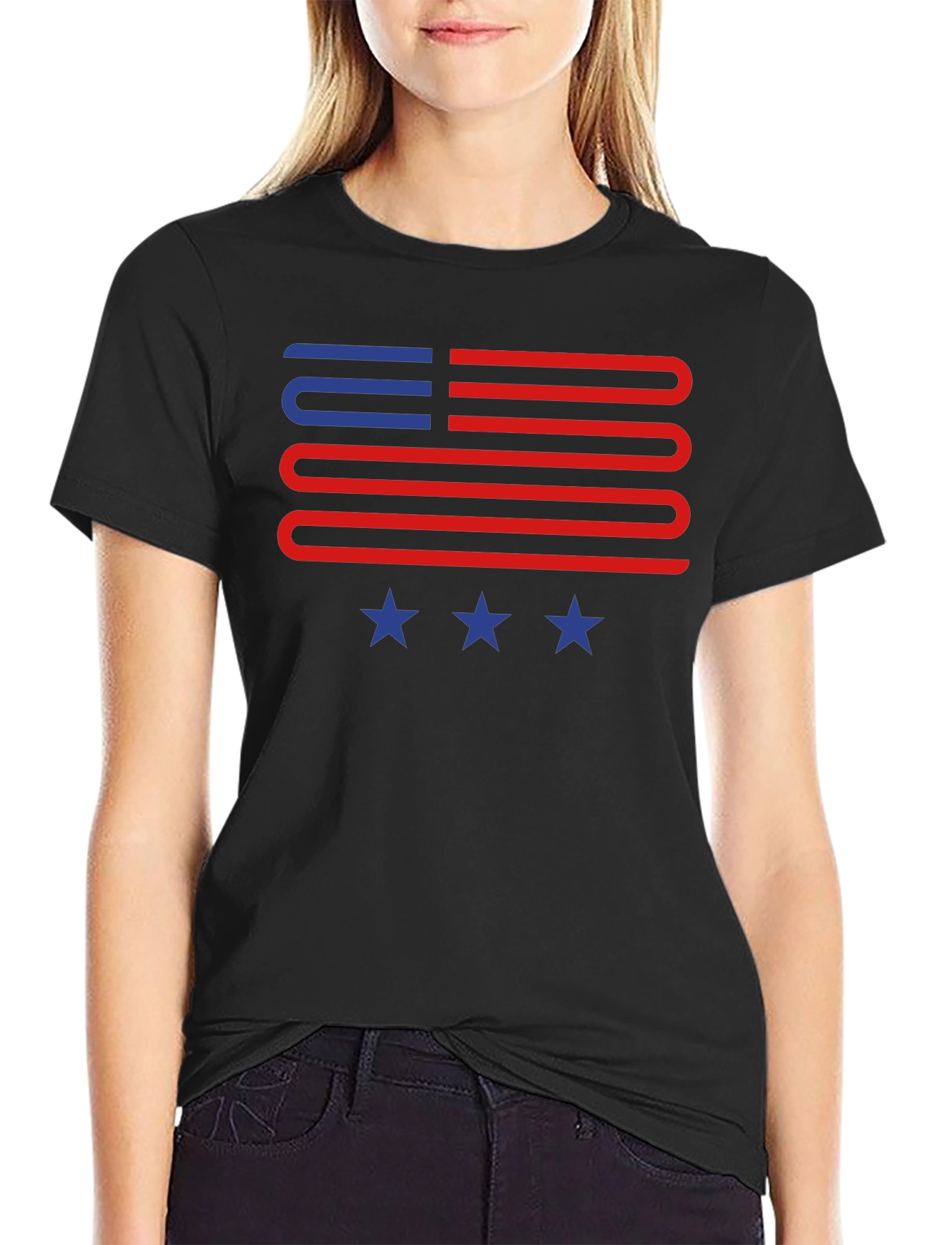 American Flag Style Graphic T-Shirt