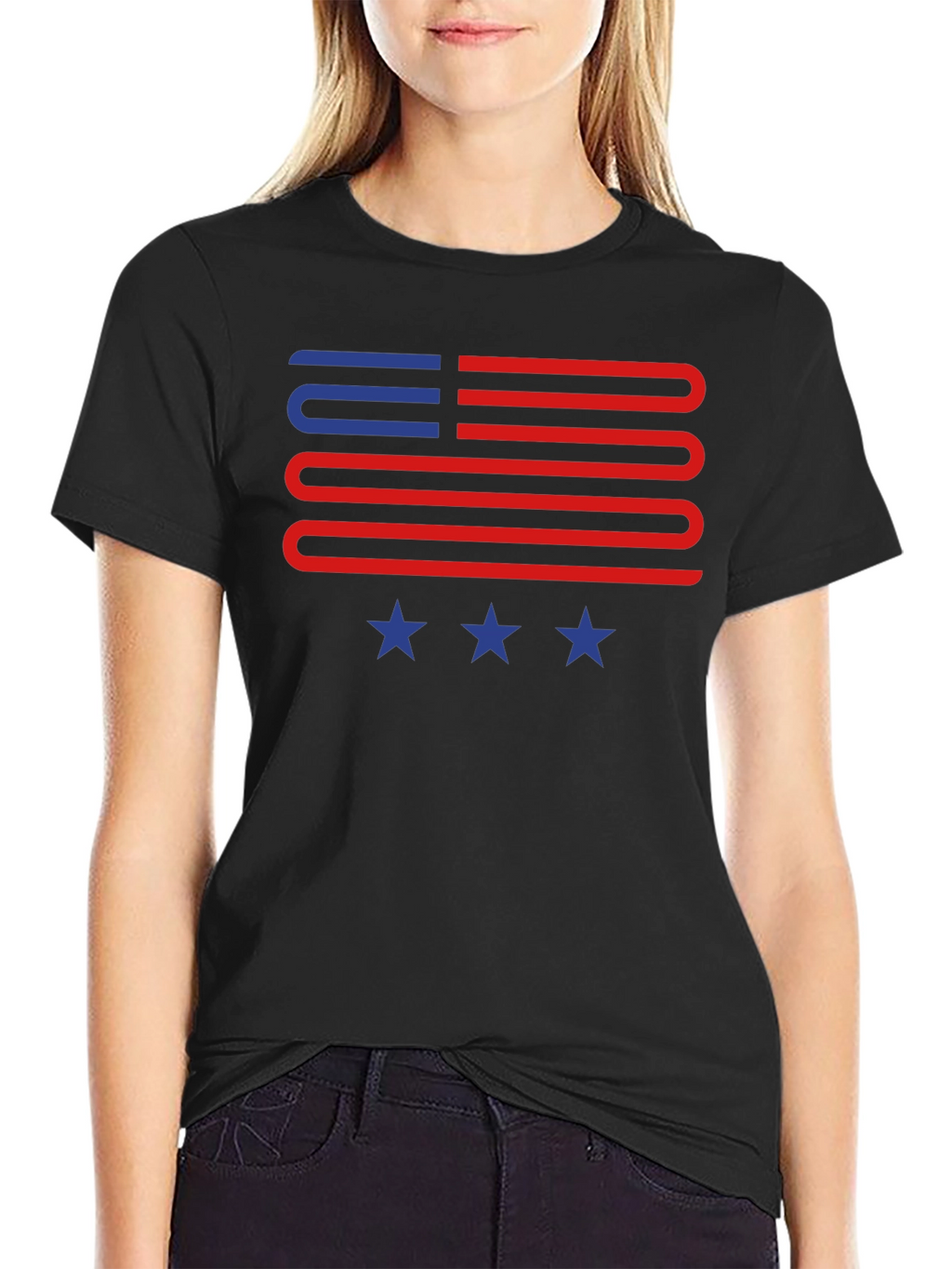 American Flag Style Graphic T-Shirt