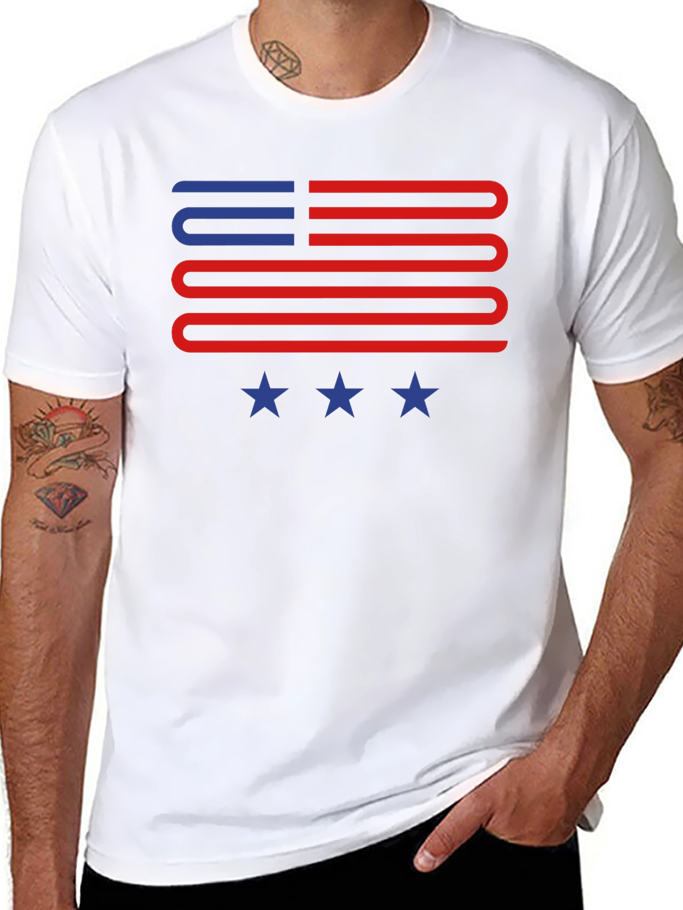American Flag Style Graphic T-Shirt