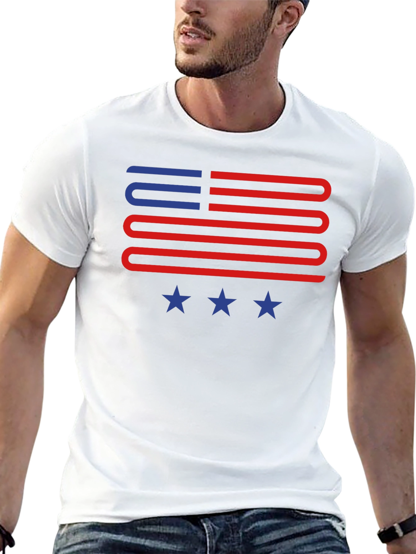 American Flag Style Graphic T-Shirt