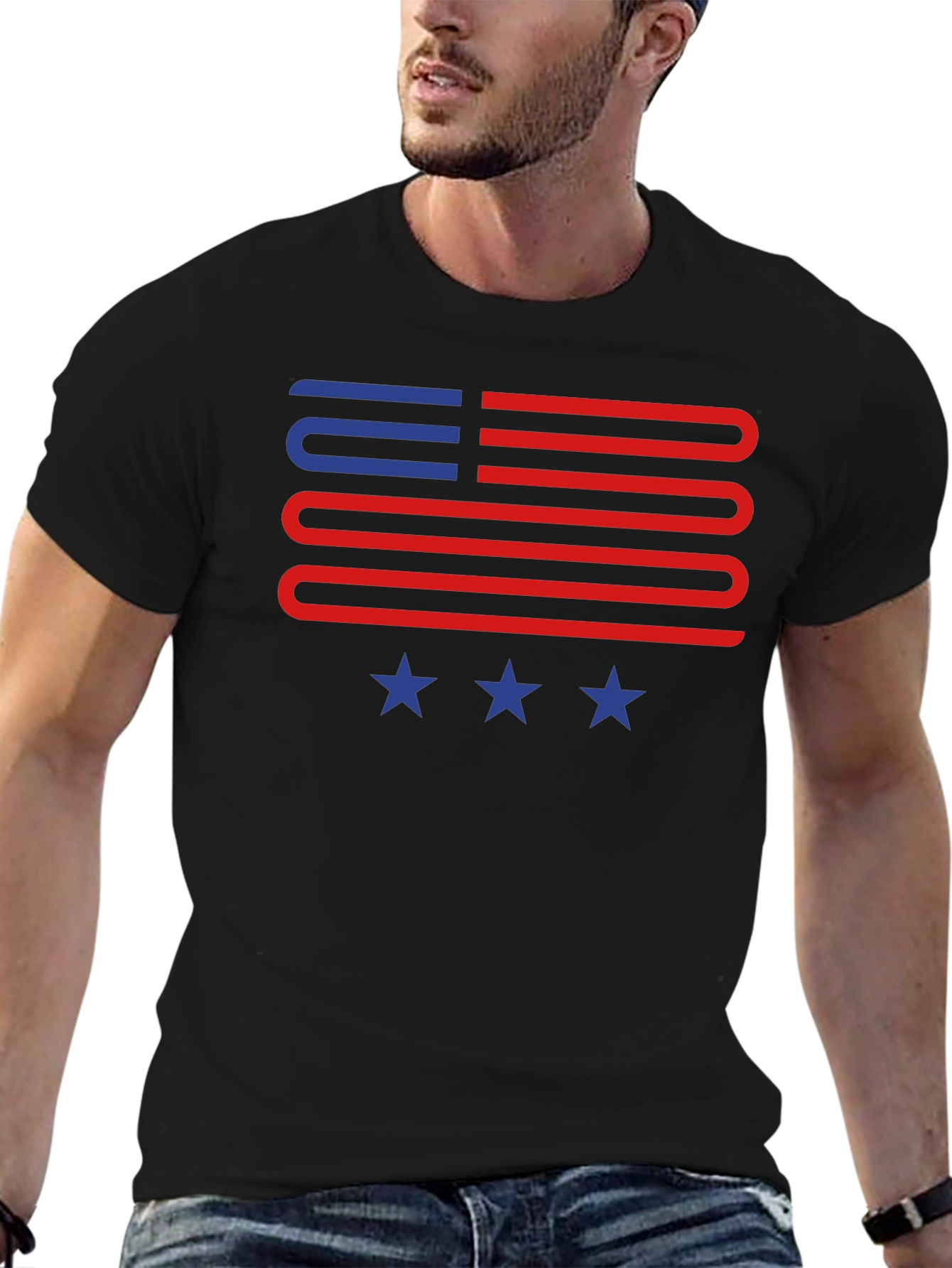 American Flag Style Graphic T-Shirt